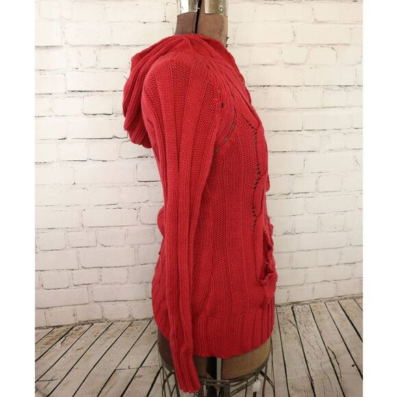 🥚3/30 Vanity Vintage Cable Knit Pullover Sweater w/ Hood - Picture 3 of 8
